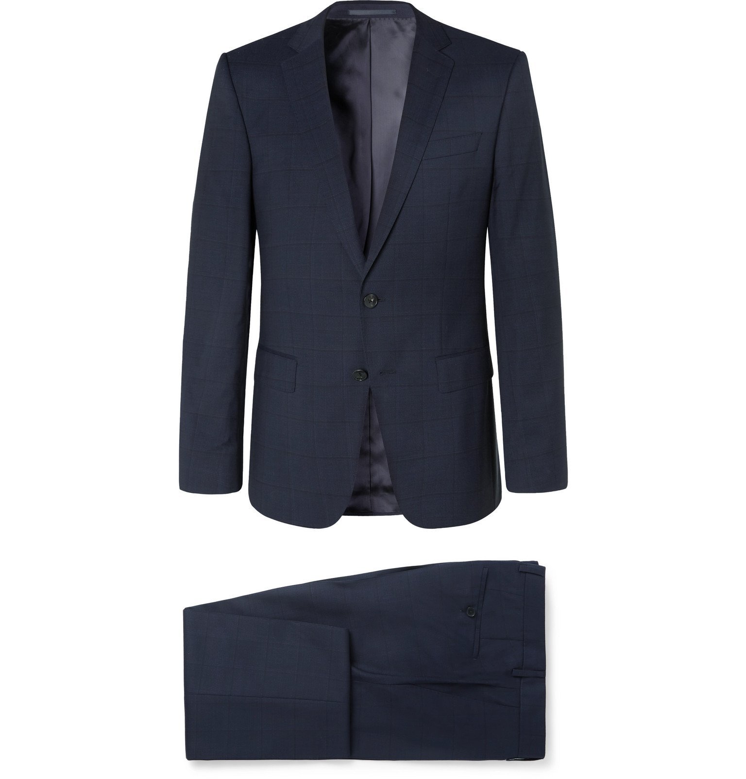 Hugo Boss - Navy Slim-Fit Checked Virgin Wool Suit - Blue Hugo Boss