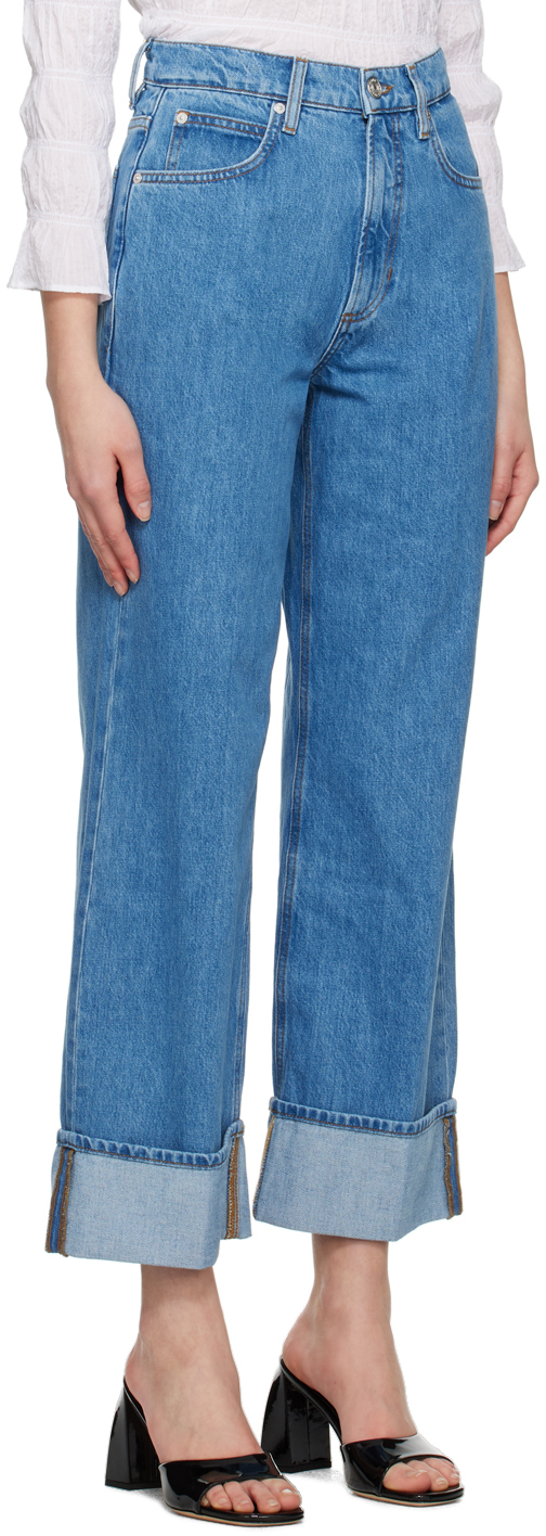 FRAME Blue Rolled Jeans Frame Denim