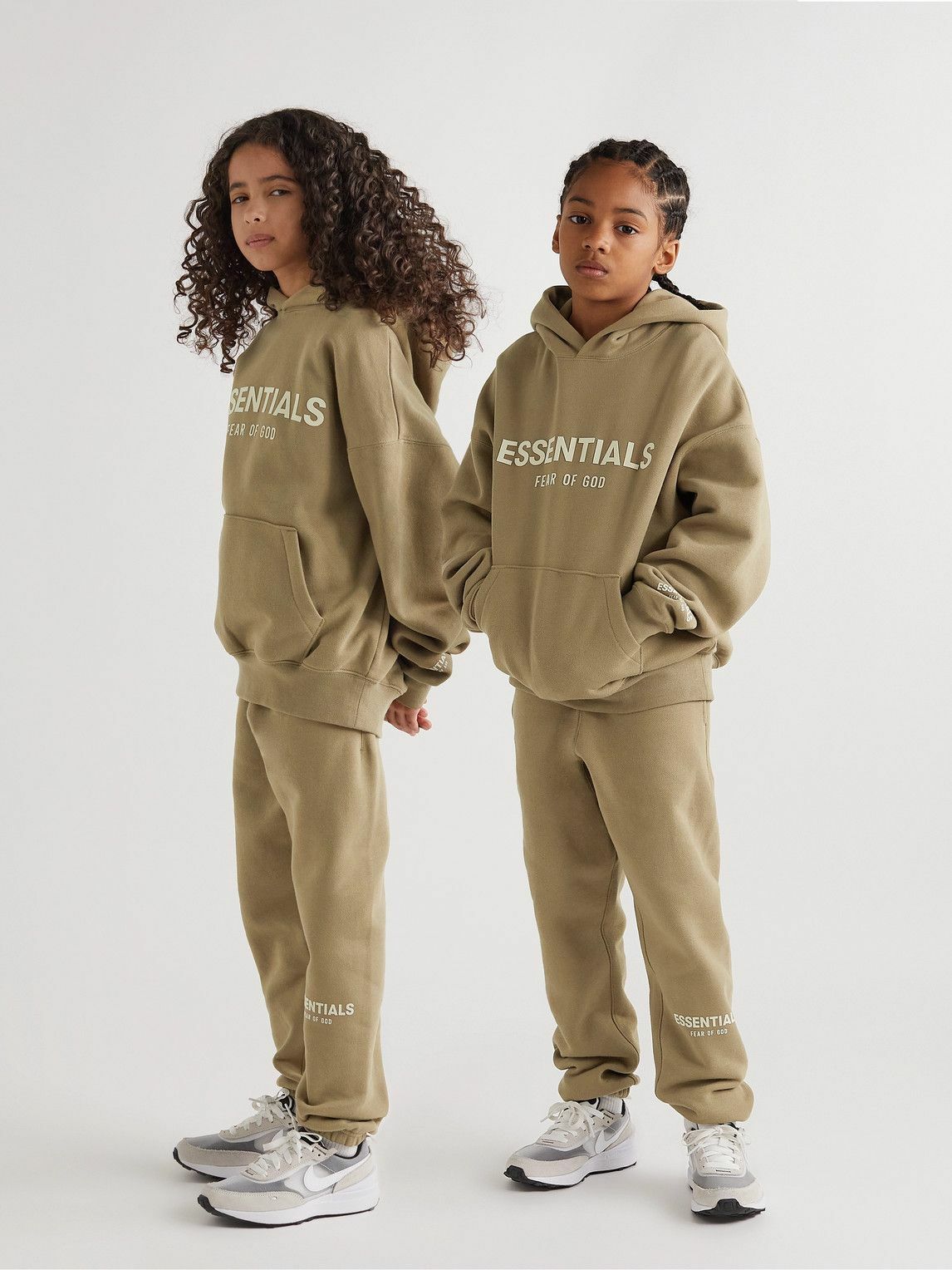 Photo: Fear of God Essentials Kids - Logo-Flocked Cotton-Blend Jersey Sweatpants - Brown