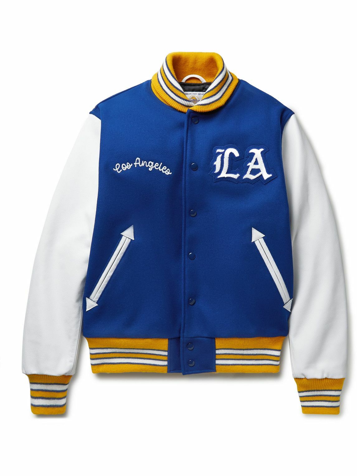 Golden Bear - Los Angeles Appliquéd Wool-Blend and Leather Varsity