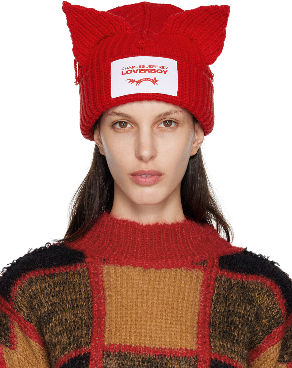 Charles Jeffrey Loverboy Red Chunky Ears Beanie Charles Jeffrey Loverboy