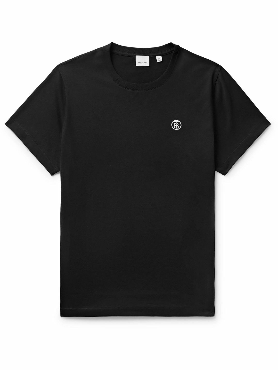 Burberry - Logo-Embroidered Cotton-Jersey T-Shirt - Black Burberry