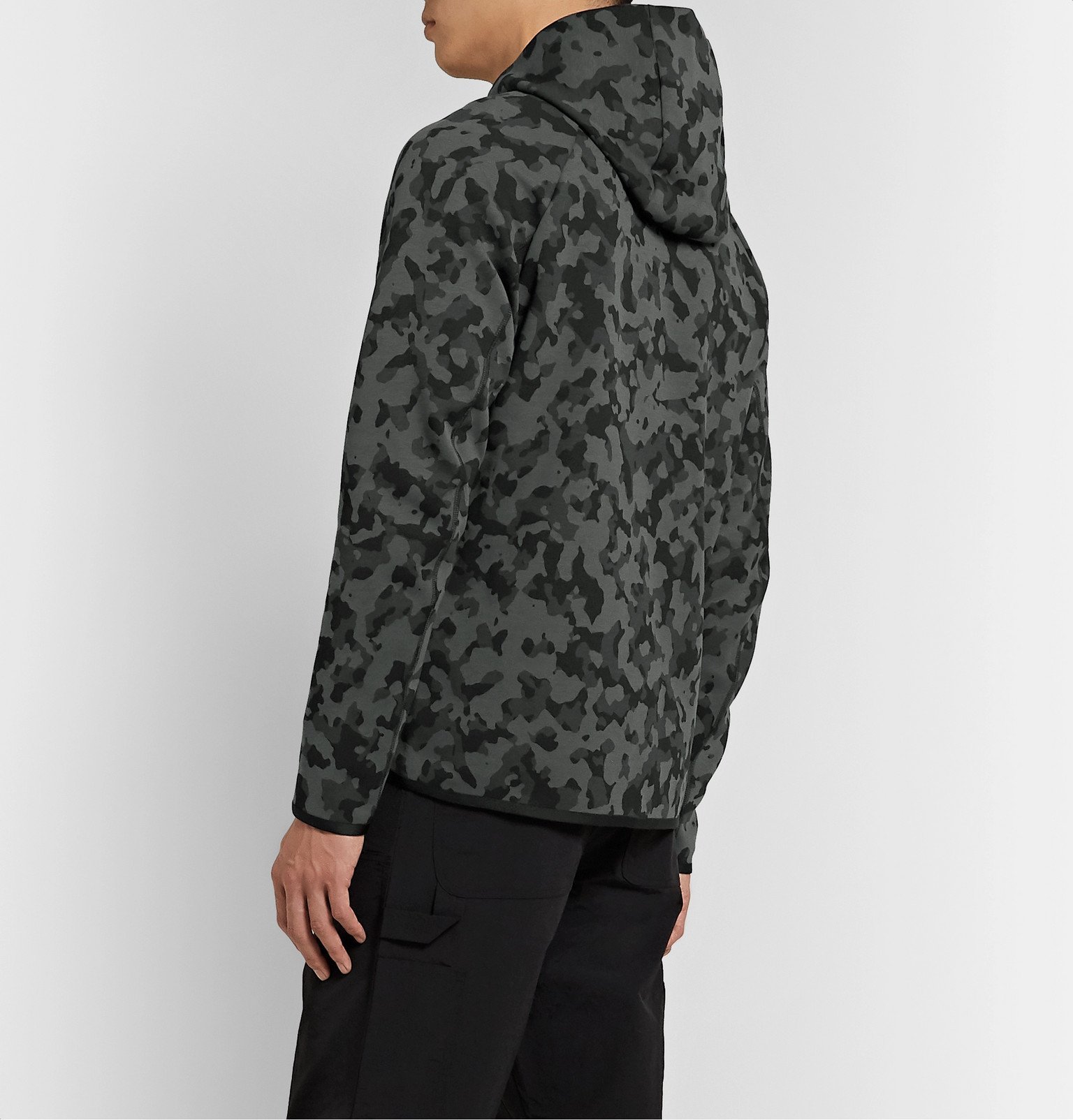 nike camouflage print zipped hoodie