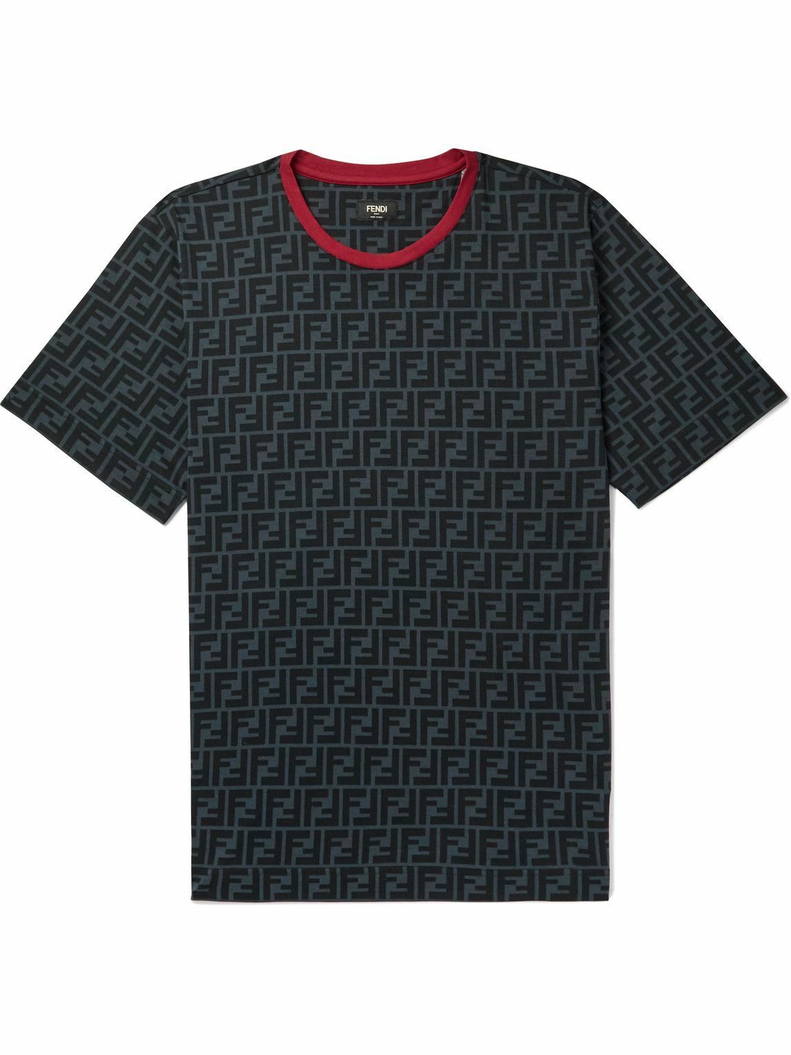Photo: Fendi - Logo-Print Cotton-Jersey T-Shirt - Blue
