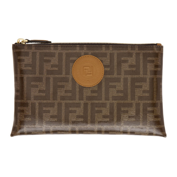 fendi brown leather pouch
