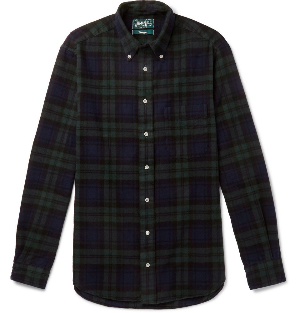 Button-Down Collar Checked Cotton 