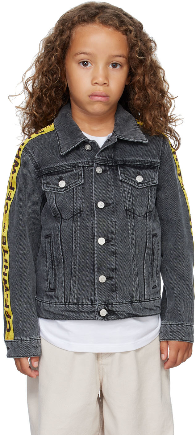 OffWhite Kids Gray Logo Industrial Denim Jacket OffWhite