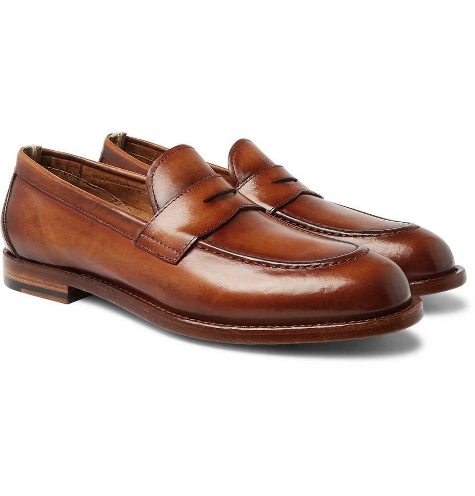 Ivy Polished-Leather Penny Loafers 