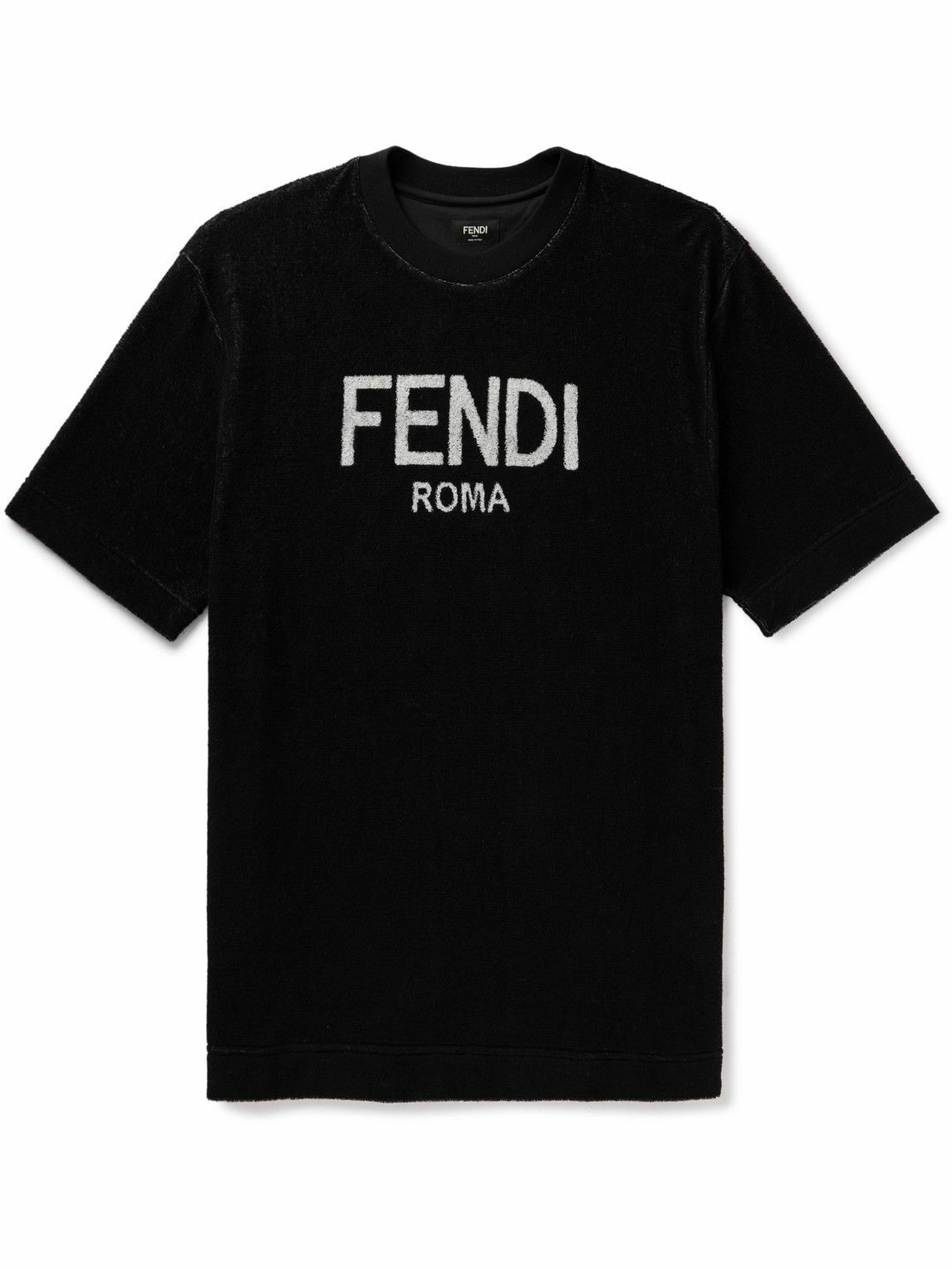 Fendi - Logo-Print Cotton-Blend Terry Sweatshirt - Black Fendi