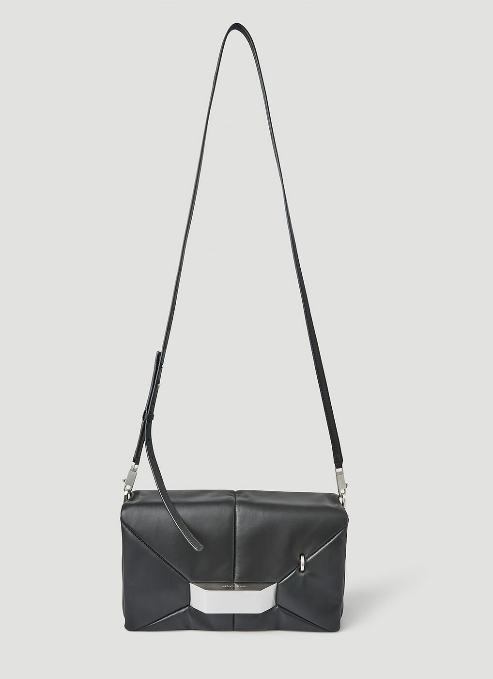 Griffin Big Quilted Crossbody Bag in Black
