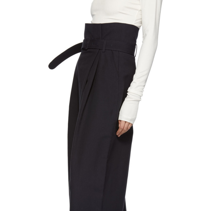 Enfold Navy Wide-Leg Trench Trousers Enfold