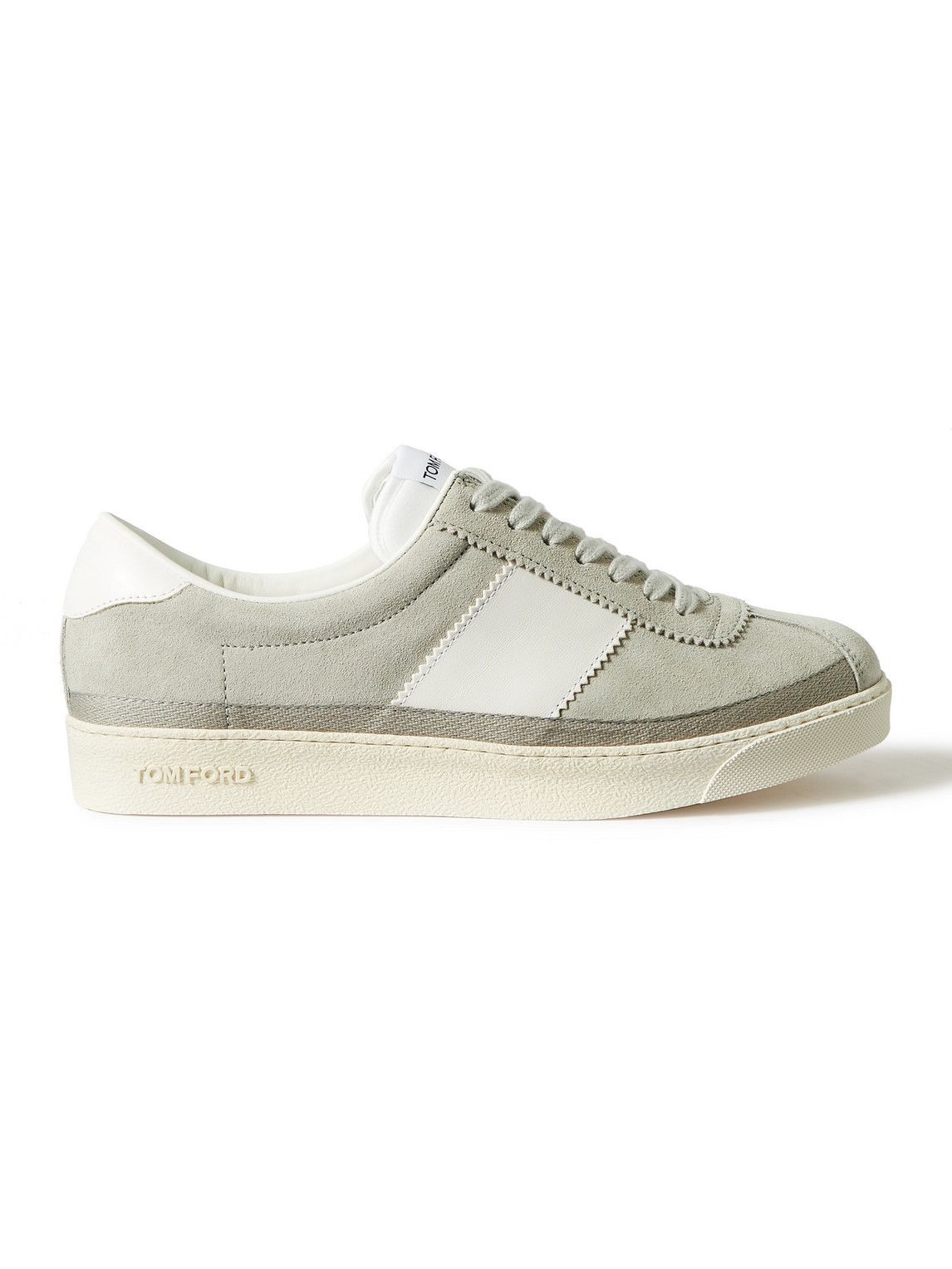 TOM FORD - Bannister Leather-Trimmed Suede Sneakers - Gray TOM FORD