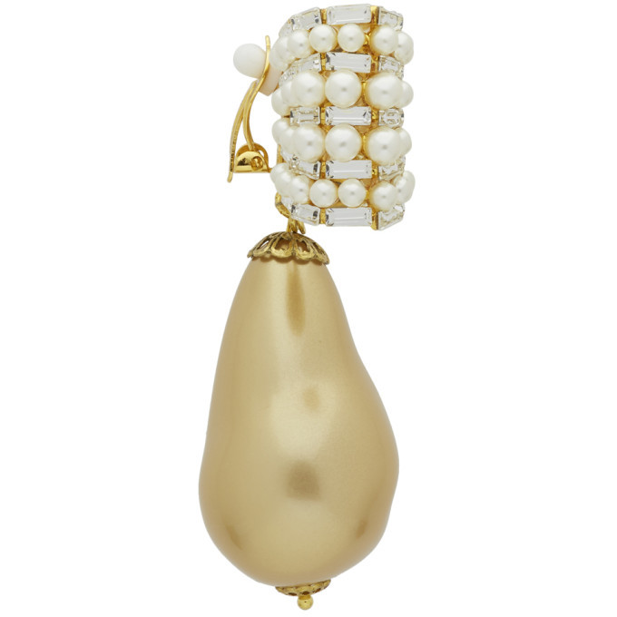 Dolce and Gabbana Gold Bow Pearl Earrings Dolce & Gabbana