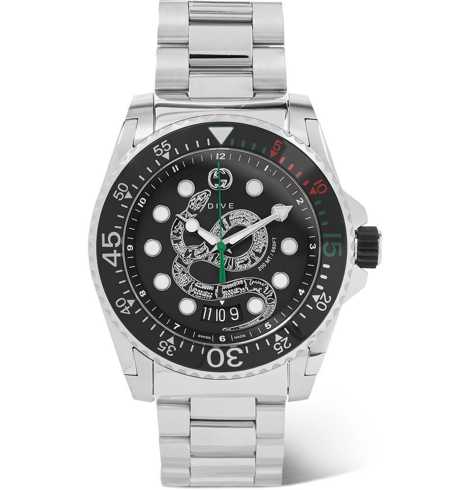 Gucci - Gucci Dive 45mm Stainless Steel Watch - Men - Black Gucci