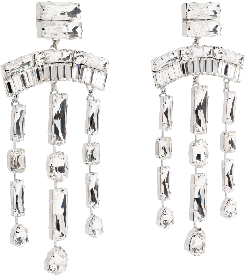AREA Silver Crystal Chandelier Earrings AREA