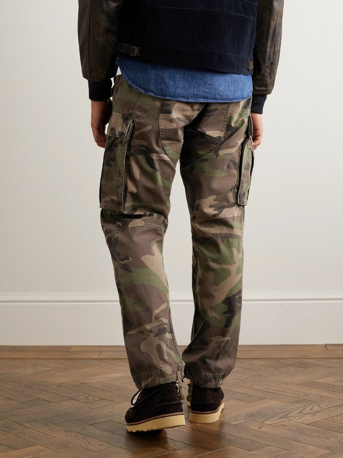 RRL - Tapered Camouflage-Print Cotton-Ripstop Cargo Trousers - Green RRL