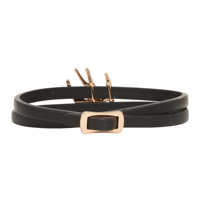 McQ Alexander McQueen Black and Rose Gold Swallow Mini Wrap Bracelet ...