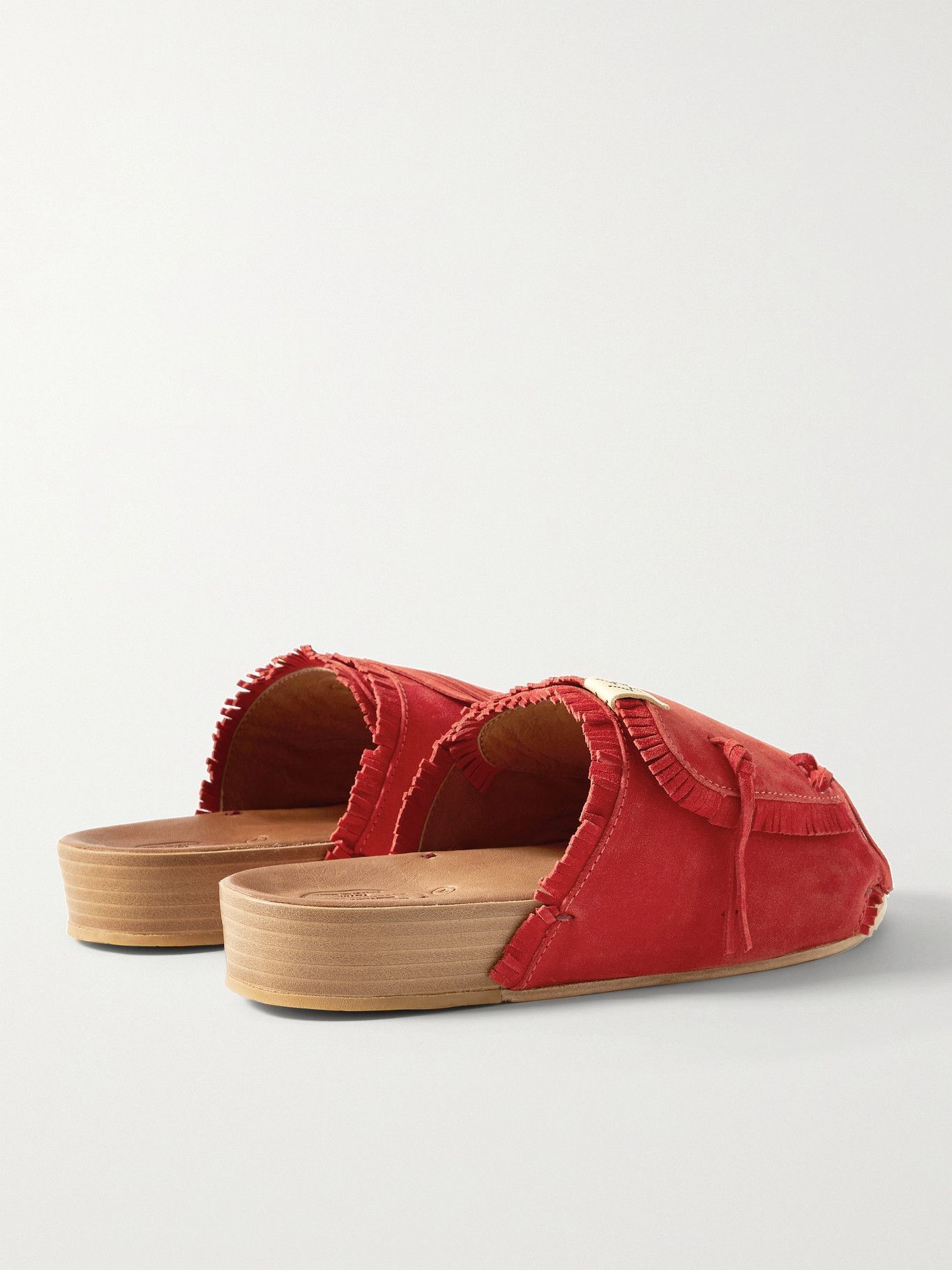 VISVIM - Christo Shaman-Folk Fringed Suede Sandals - Red Visvim