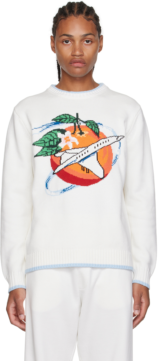 klink cultuur zuigen Casablanca White Orbite Autour De L'Orange Sweater Casablanca