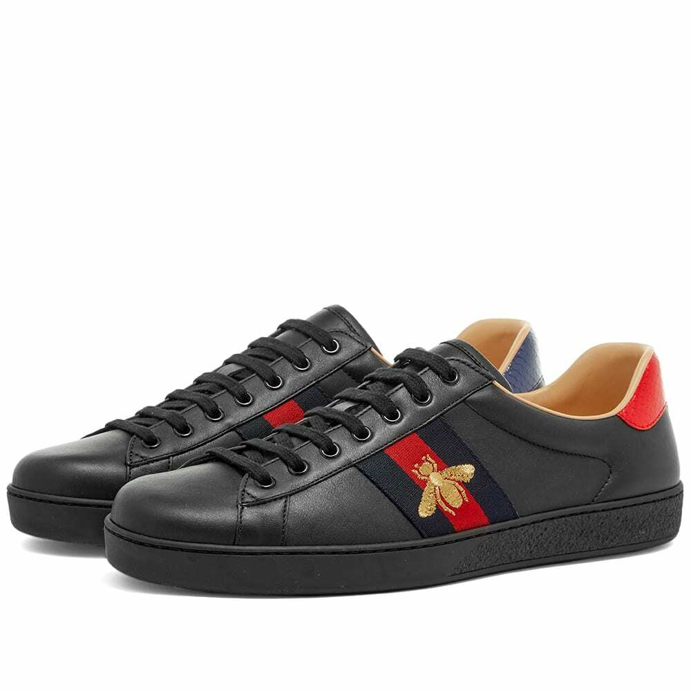 Gucci Men's New Ace GRG Bee Sneakers in Black Gucci