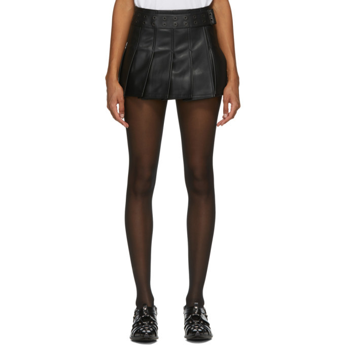 pleated mini skirt faux leather