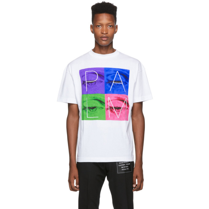 Palm Angels White Cotton Kids T-Shirt 