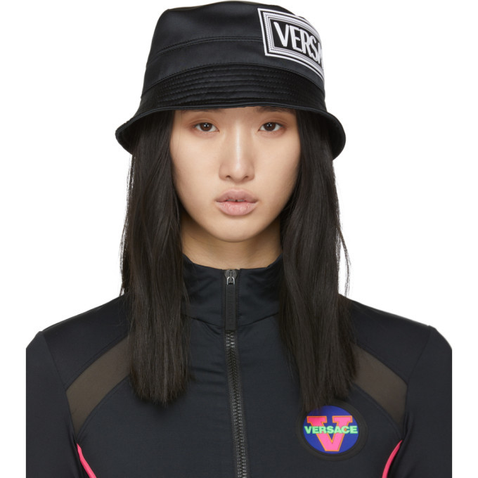 Versace Black Logo Bucket Hat Versace