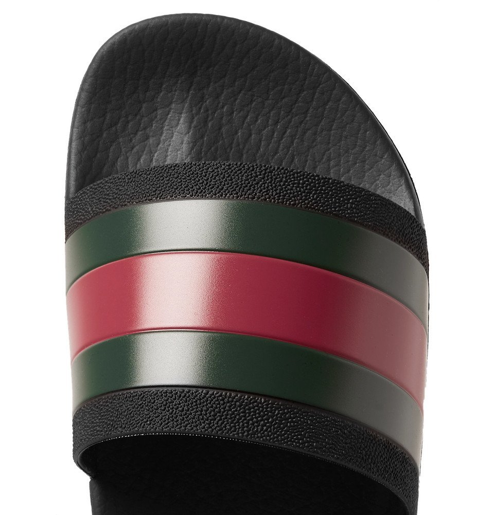 gucci striped rubber slides