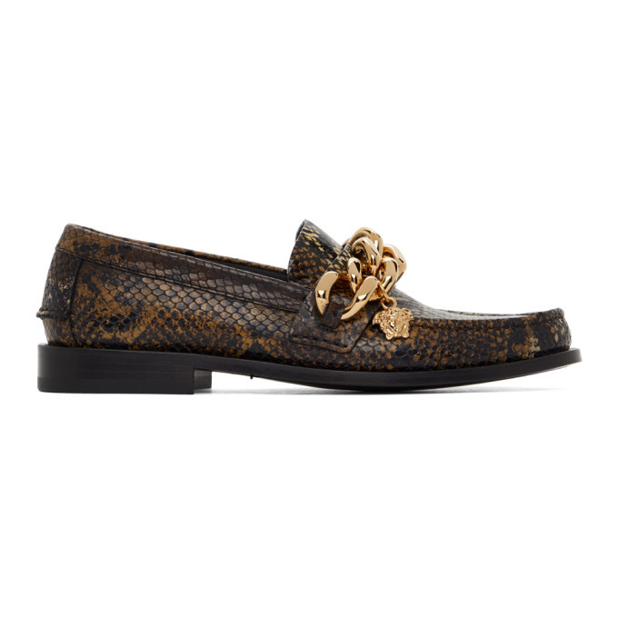 brown versace loafers