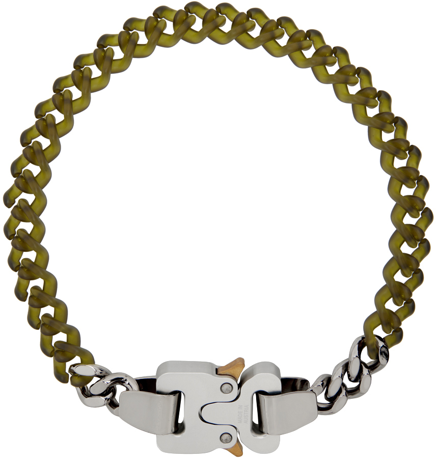 1017 ALYX 9SM Silver & Green Chain Necklace