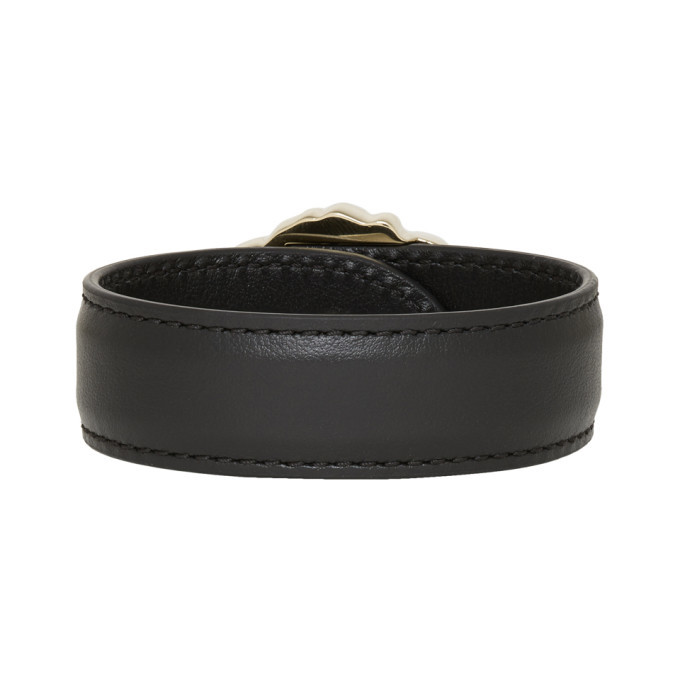 Versace Black and Gold Leather Medusa Bracelet Versace