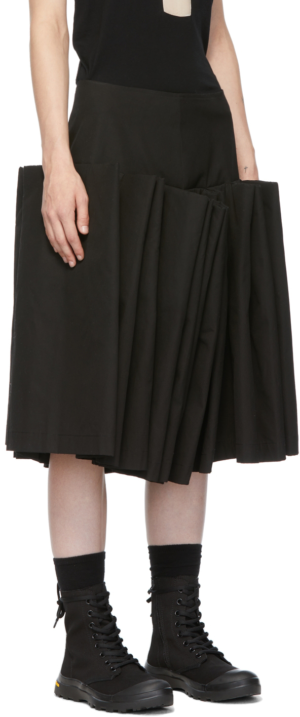 Yohji Yamamoto Black Tuck Pannier Skirt Yohji Yamamoto