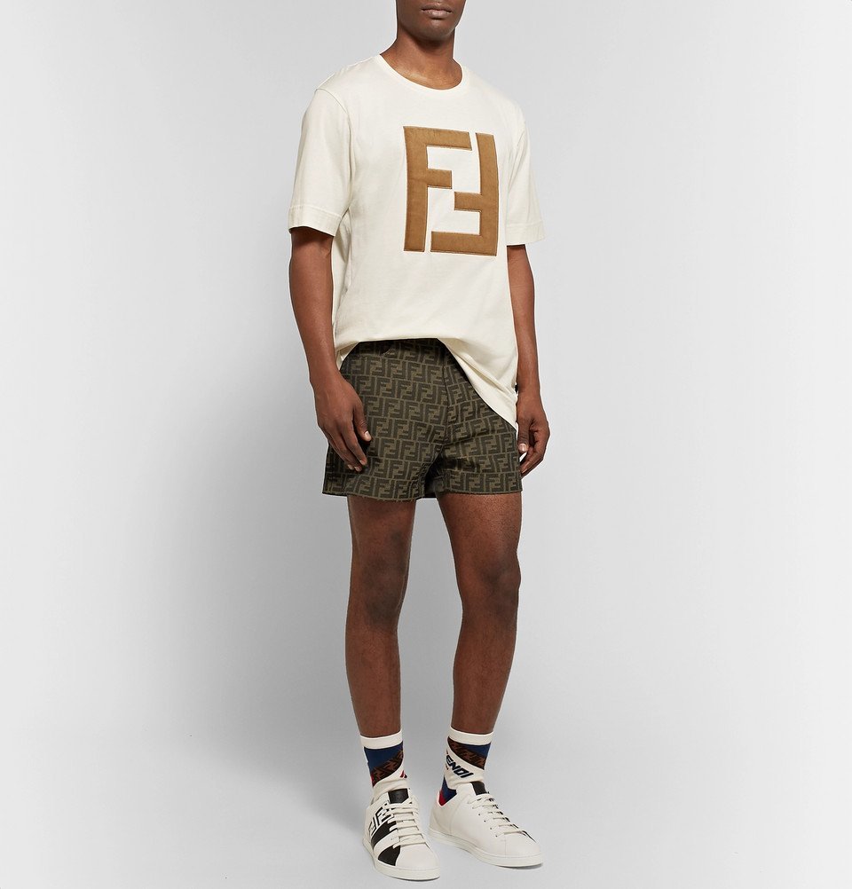 Fendi - Logo-Jacquard Shorts - Men - Brown Fendi