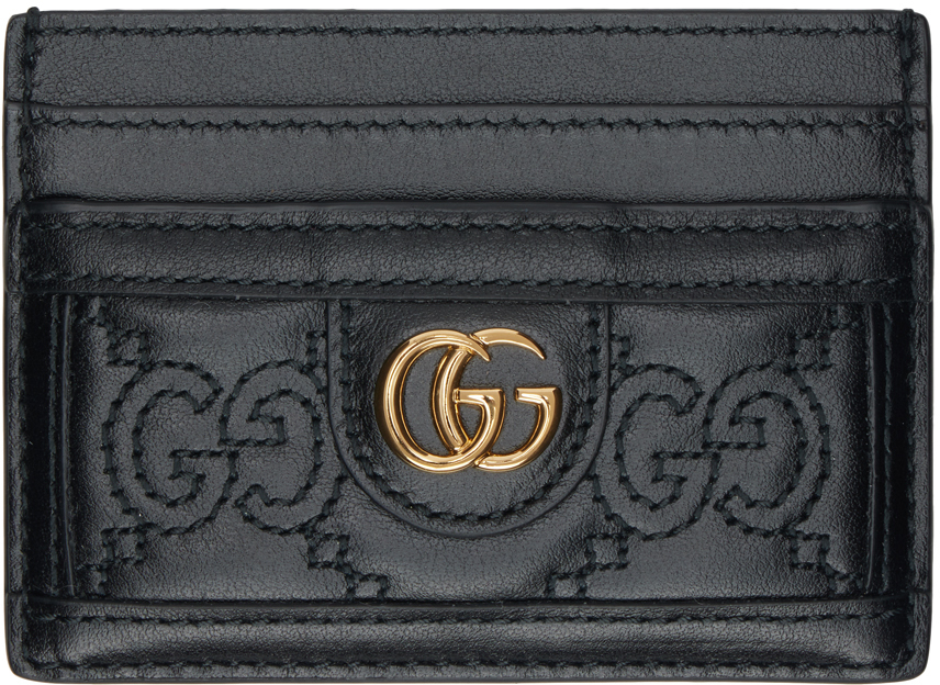 GG Marmont Quilted Mini Card Holder in Black Gucci