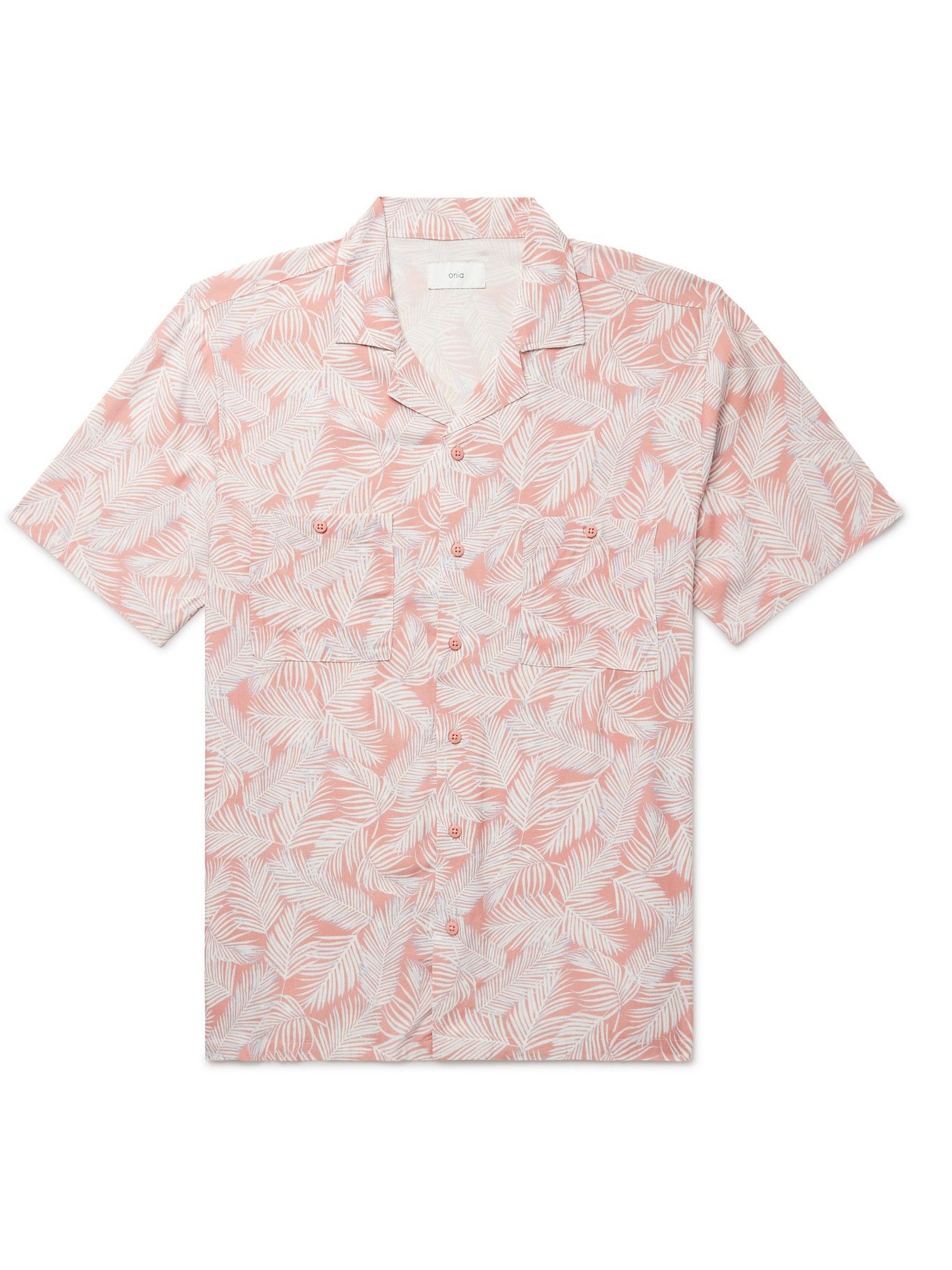 Onia - Vacation Camp-Collar Printed Voile Shirt - Pink Onia