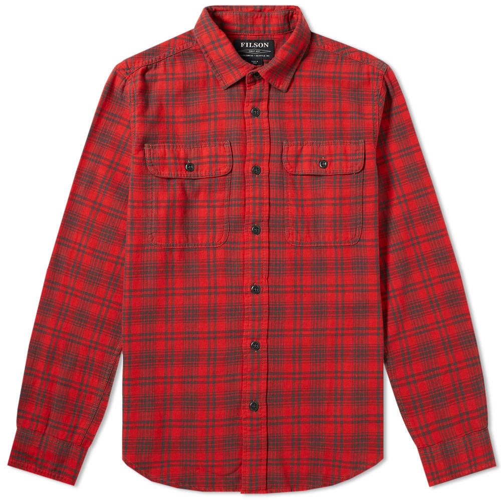 thumbnail interactive-video image 1 of Filson Men's Scout Shirt Flannel Check 20049628 Green Red Black Dark Olive Button-Up 1 of 6