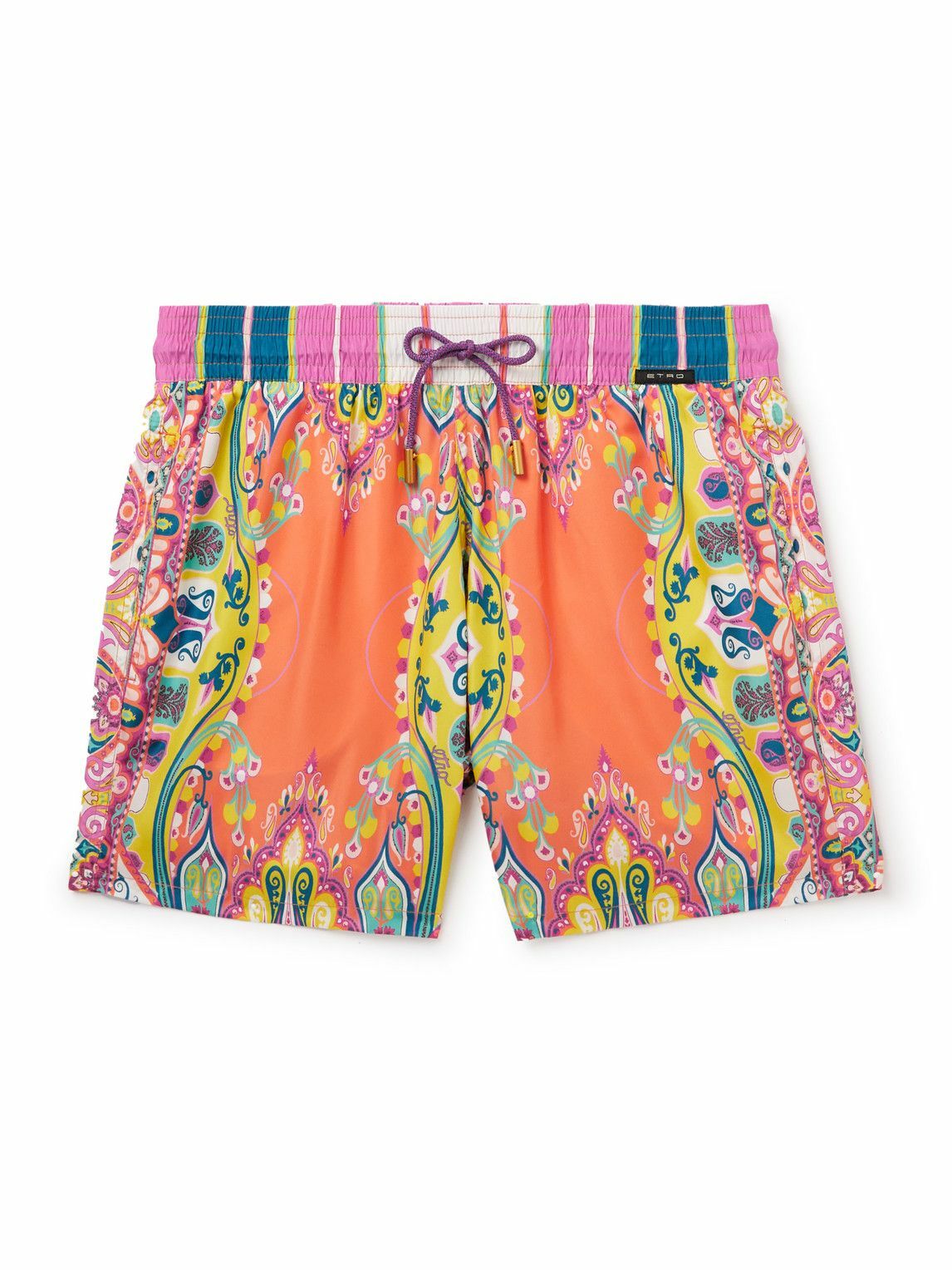 Printed Swim Short - Bright Orange/Teal Multi Stripe
