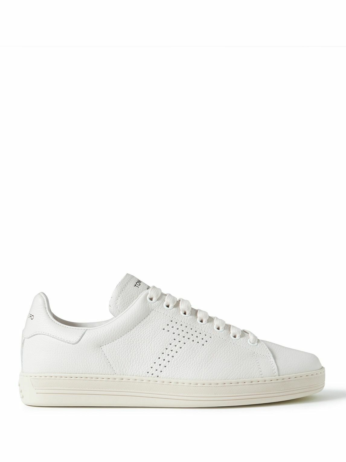 TOM FORD - Warwick Perforated Full-Grain Leather Sneakers - White TOM FORD