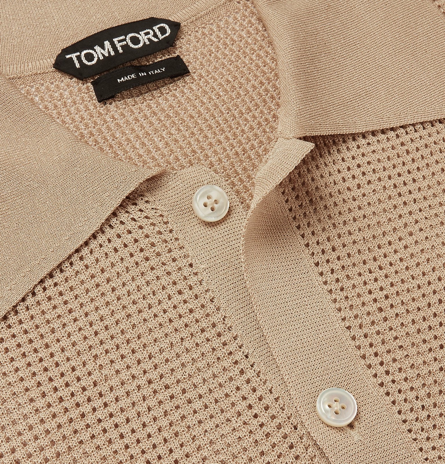 TOM FORD - Open-Knit Polo Shirt - Neutrals TOM FORD