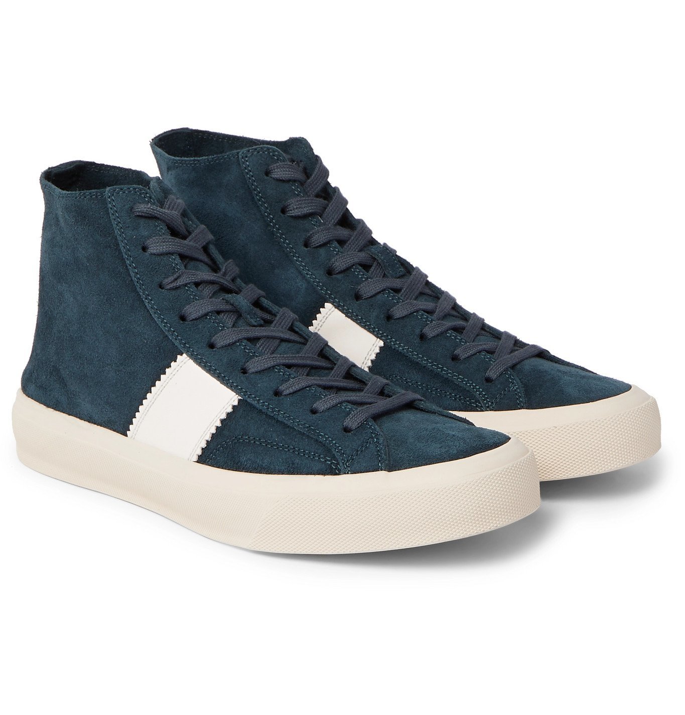 TOM FORD - Cambridge Leather-Trimmed Suede High Top Sneakers - Blue TOM ...