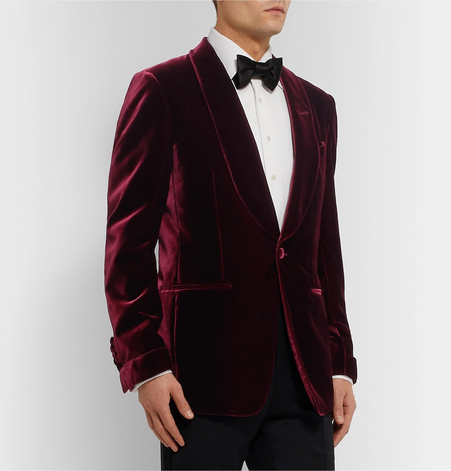 TOM FORD - Burgundy Shelton Slim-Fit Shawl-Collar Velvet Tuxedo Jacket ...