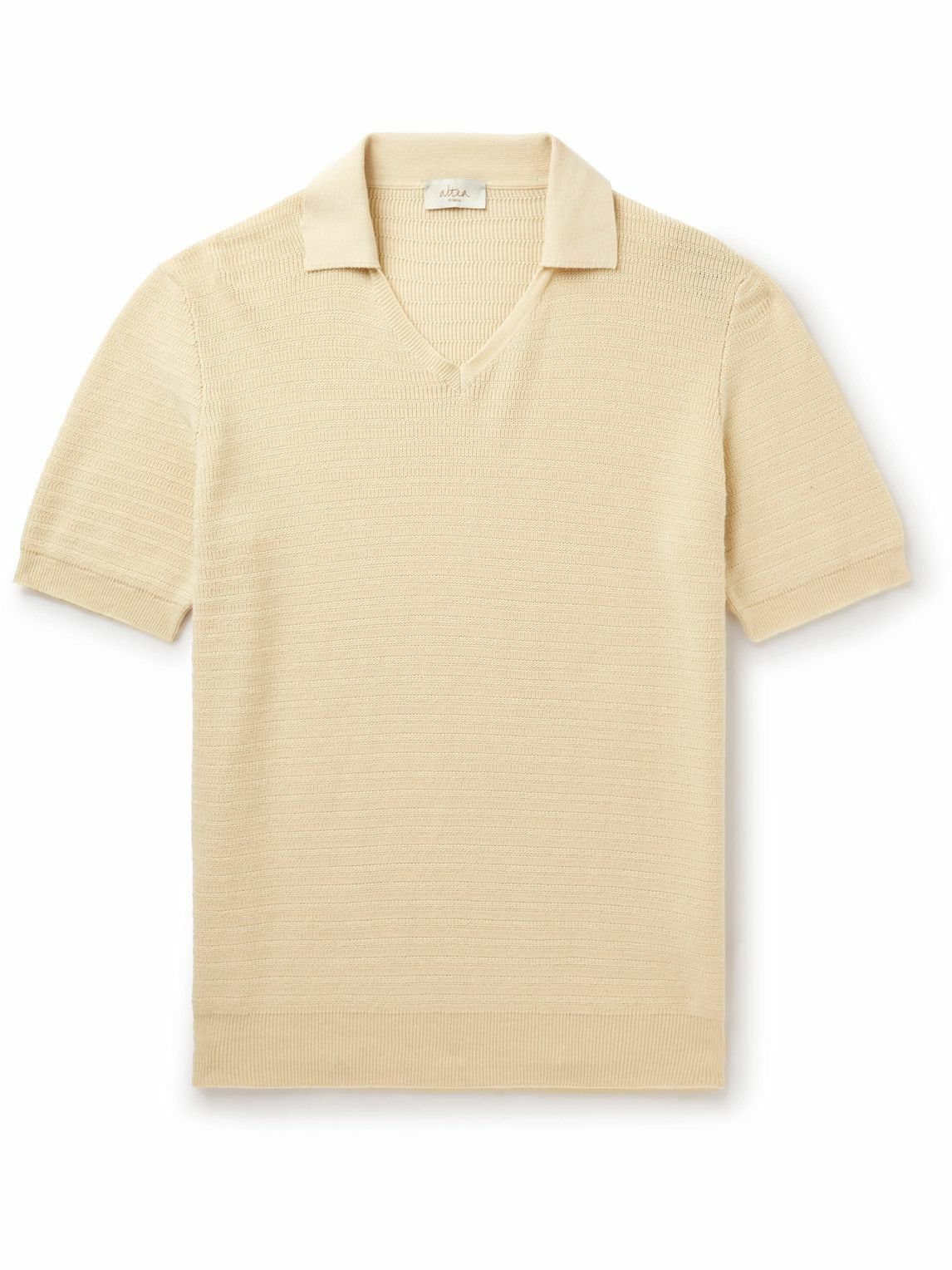 Altea WaffleKnit Cotton Polo Shirt Neutrals Altea