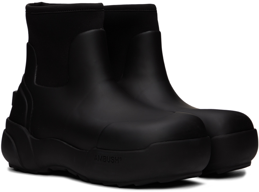 black rubber chelsea boots