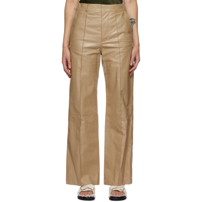 leather beige trousers