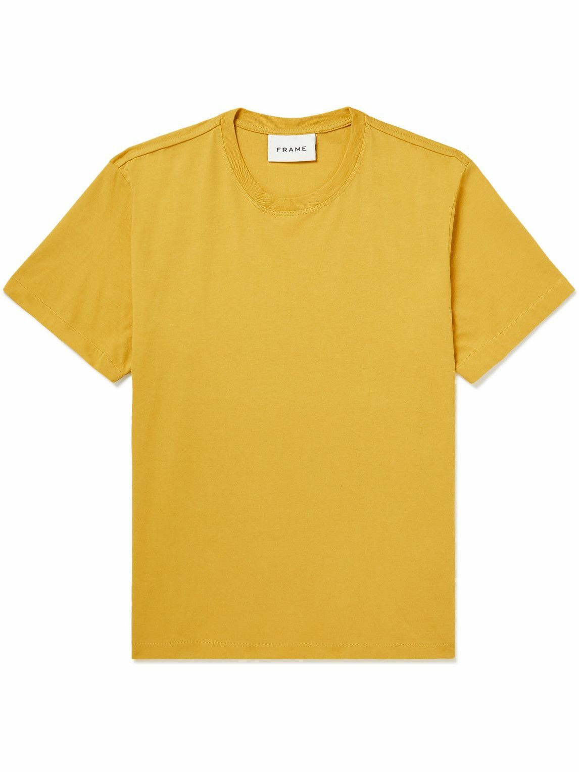 FRAME - Logo-Embroidered Cotton-Jersey T-Shirt - Yellow Frame Denim