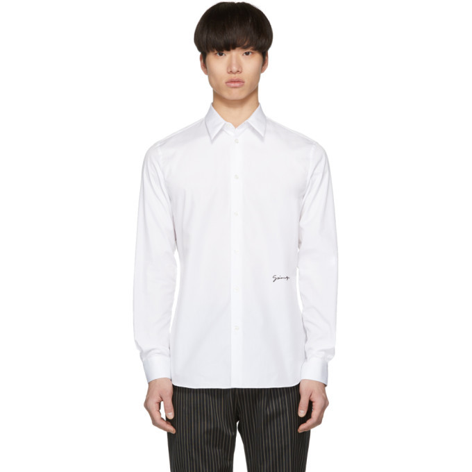 Givenchy White Cotton Embroidered Signature Shirt Givenchy