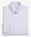 Brooks Brothers Men's Stretch Madison Relaxed-Fit Dress Shirt, Non-Iron Twill Button-Down Collar Grid Check | Lavender