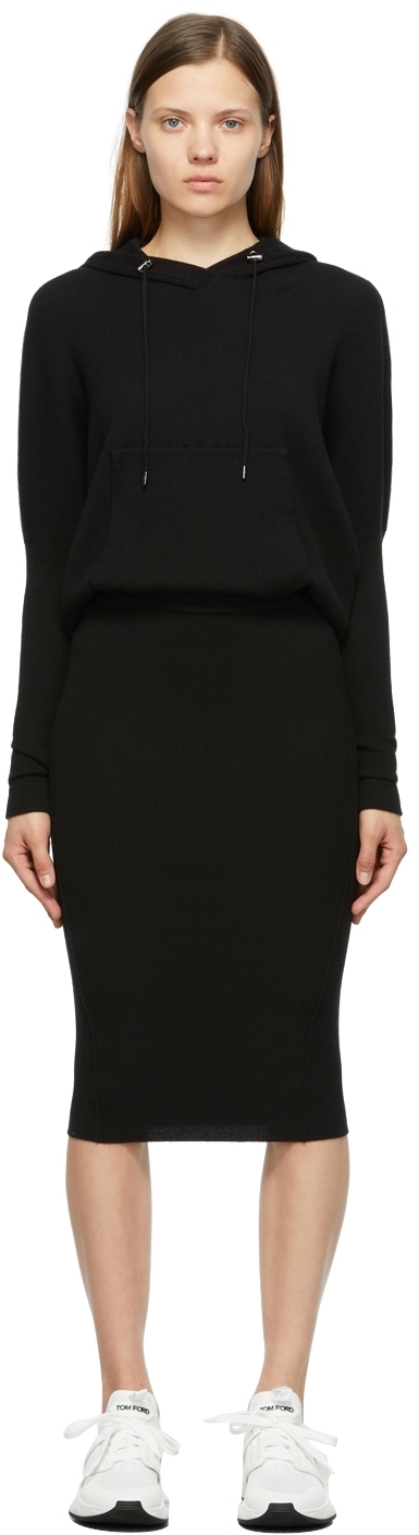 TOM FORD Black Cashmere Hoodie Mid-Length Dress TOM FORD