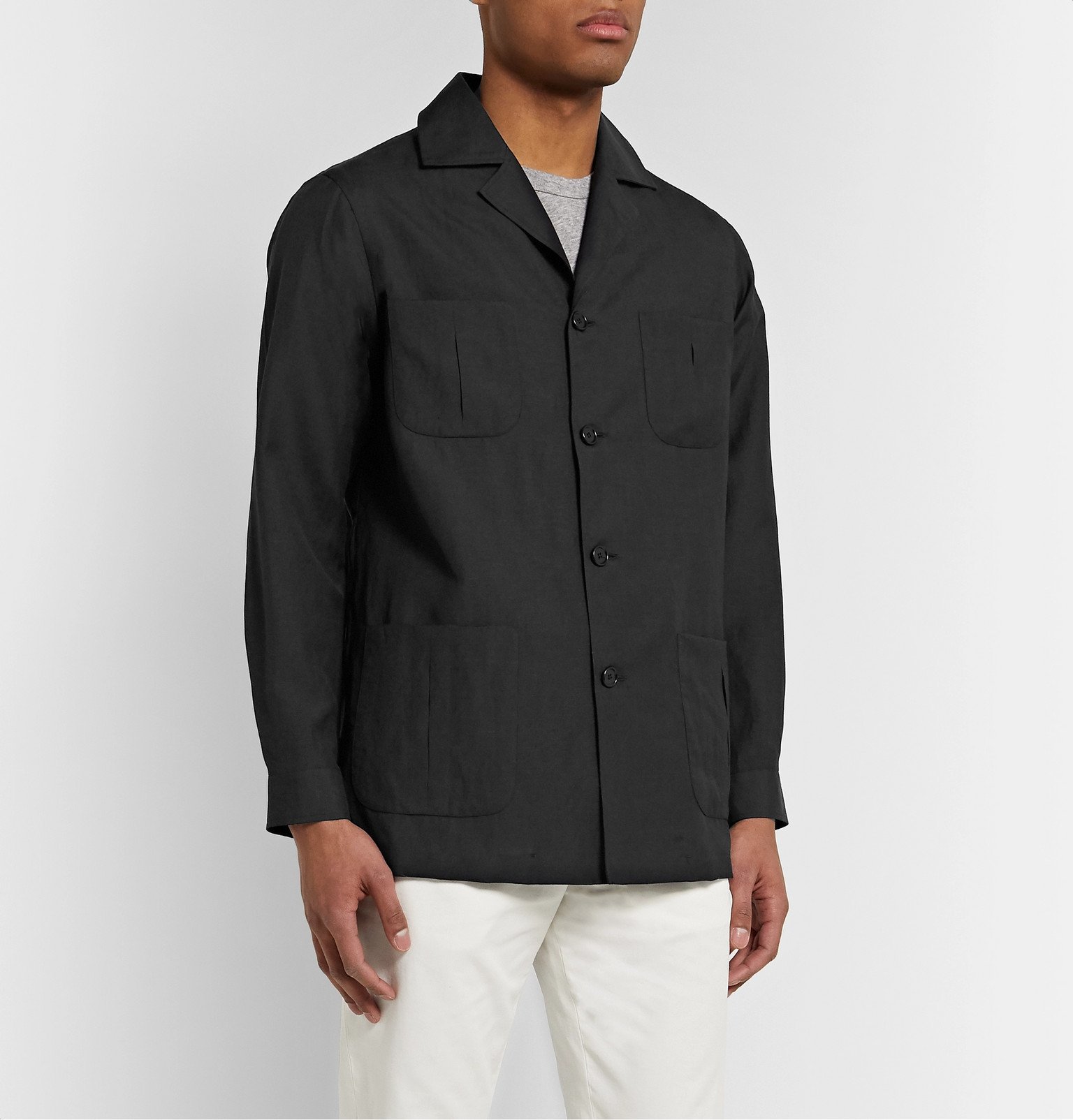 De Petrillo - Wool and Linen-Blend Jacket - Black De Petrillo