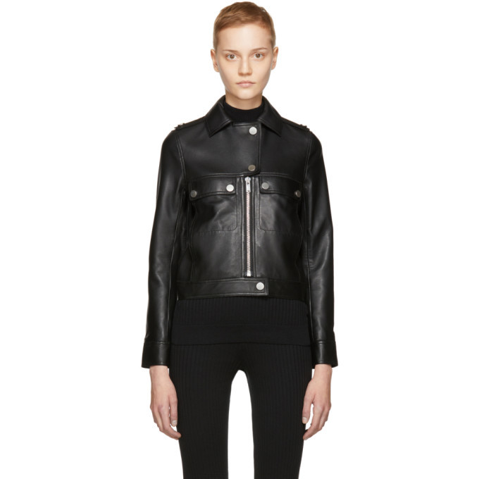 Courreges Black Leather Biker Jacket Courreges